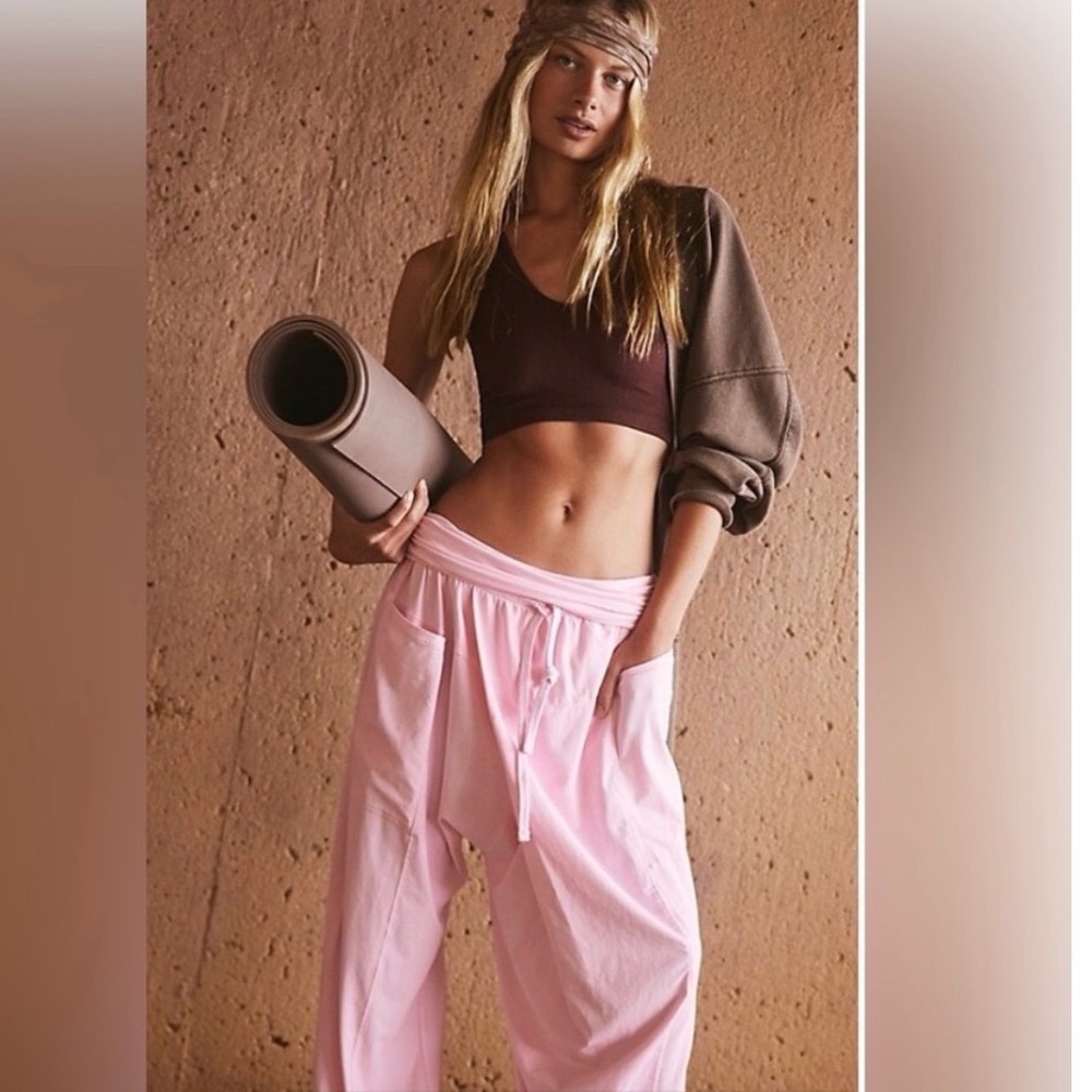 Free People Movement Hot Shot Sport Pant Size Small Pink Harem - Picture 4 of 7